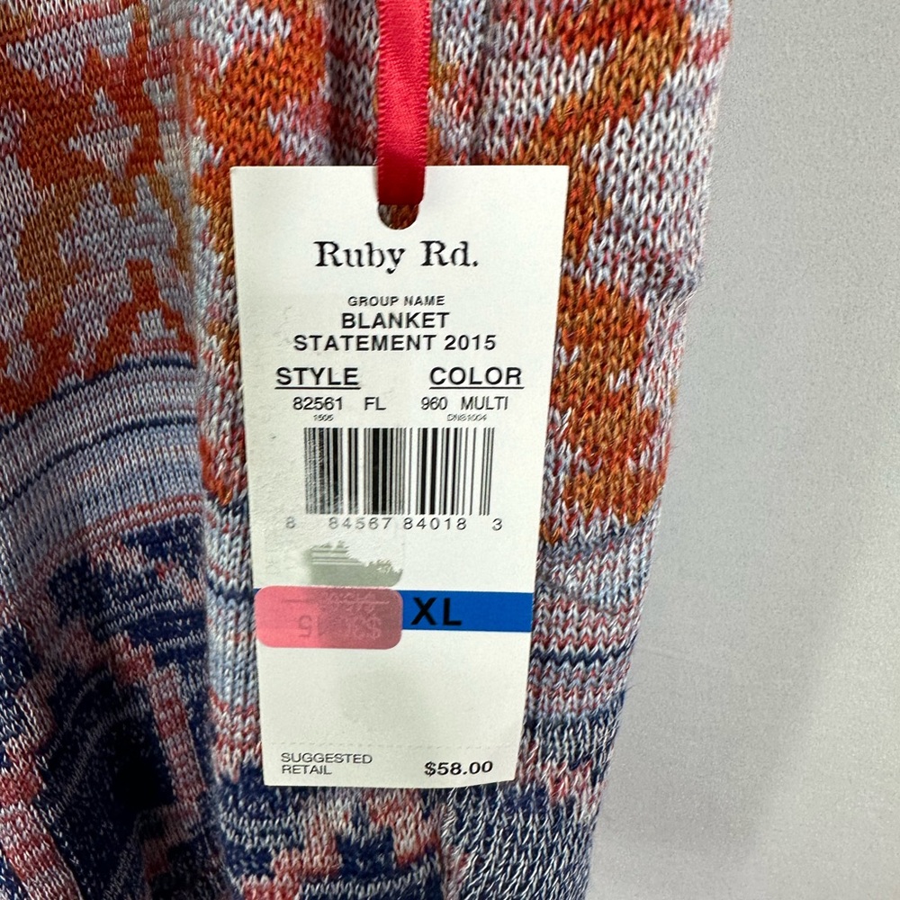 NWT Ruby Rd. Multicolor Open Front Fringe Vest- Size XL - Picture 6 of 8